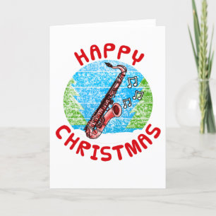 Remerciements Carte de Noël saxophone Saxophoniste Jazz Musicien