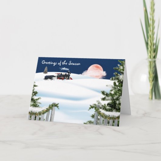 Remerciements Carte de Noël thème train (Devant)