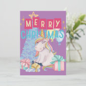 Remerciements Carte de Noël Unique Cute Unicorn (Debout devant)