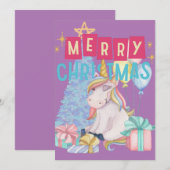 Remerciements Carte de Noël Unique Cute Unicorn (Devant / Derrière)