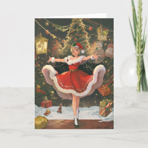 Remerciements Carte de Noël Vintage Vintage de Fêtes