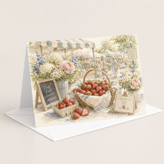 Remerciements Carte de note aquarelle sur les fraises du matin d