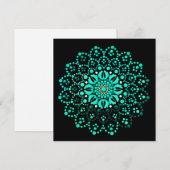 Remerciements Carte de note blanche Mandala Turquoise (Devant / Derrière)