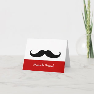 Remerciements Carte de note blanche Mustache Gracias