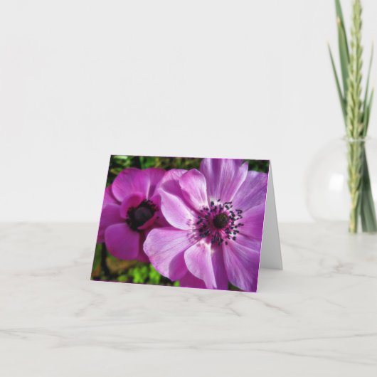 Remerciements Carte de note d'anémone violet printemps (Devant)