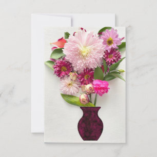 Remerciements Carte de note d'arrangement floral rose