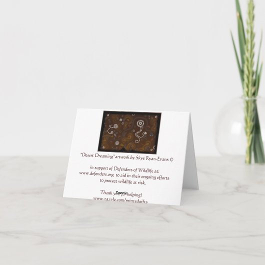 Remerciements Carte de note d'art autochtone Desert Dreert Dream (Dos)