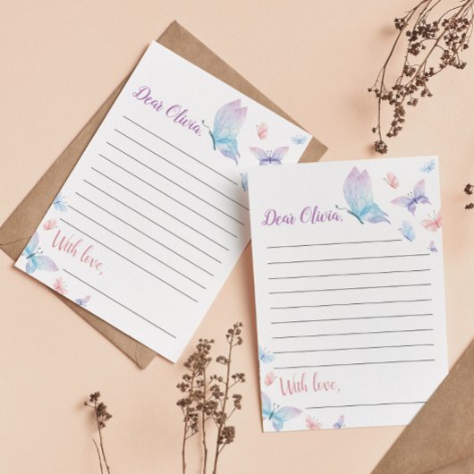 Remerciements Carte de note de capsule temporelle papillon