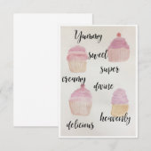 Remerciements Carte de note de CUPCAGE EN COULEUR D'EAU (Devant / Derrière)