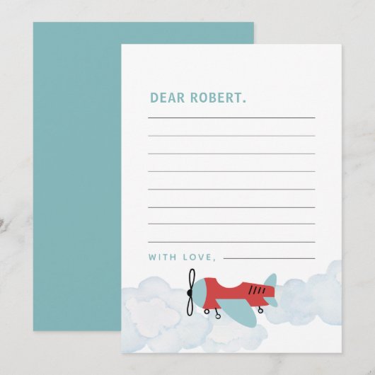 Remerciements Carte de note de la capsule de temps de vol de l'a (Devant / Derrière)