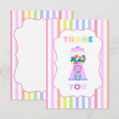 Remerciements Carte de note de la machine à gumball rose et des  (Devant / Derrière)