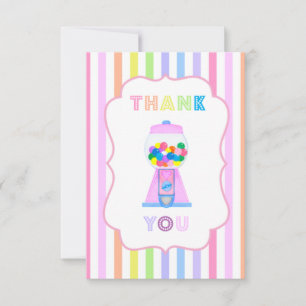 Remerciements Carte de note de la machine à gumball rose et des