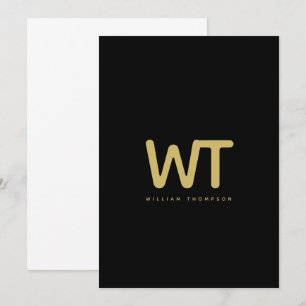 Remerciements Carte de note de logo Initiales en or noir personn