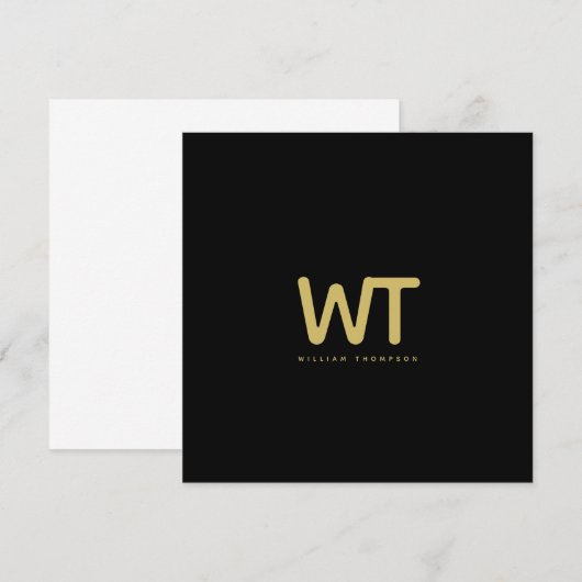 Remerciements Carte de note de logo Initiales en or noir personn (Devant / Derrière)