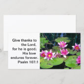 Remerciements carte de note de nénuphar (Devant / Derrière)