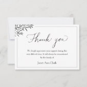 Remerciements Carte de note de remerciement funéraire (Devant)