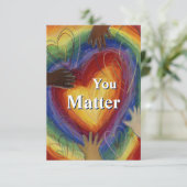 Remerciements Carte de note d'impression Rainbow Hearts Art (Debout devant)