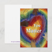 Remerciements Carte de note d'impression Rainbow Hearts Art (Devant / Derrière)