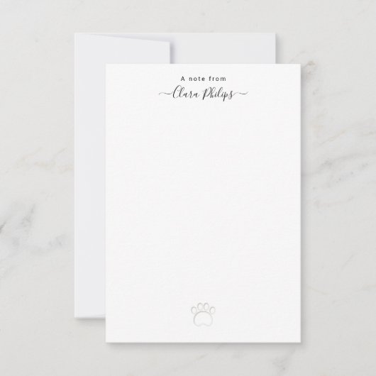 Remerciements Carte de note empreinte de patte en typographie av (Devant)