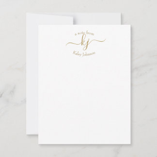 Remerciements Carte de note initiale minimaliste Gold White 2 Mo
