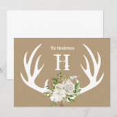 Remerciements Carte de note Monogram pour Antlers Papier Kraft (Devant / Derrière)