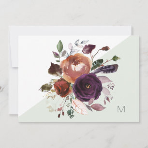 Remerciements Carte de note Monogramme Florale Automne