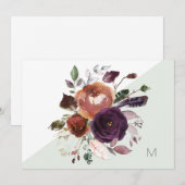 Remerciements Carte de note Monogramme Florale Automne (Devant / Derrière)