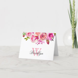 Remerciements Carte de note Monogramme rose-chaud brillant