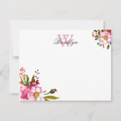 Remerciements Carte de note monographique florale rose pâle (Devant)