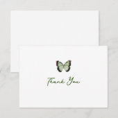 Remerciements Carte de note Papillon aquarelle (vert) (Devant / Derrière)