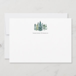 Remerciements Carte de note personnalisée Evergreens Watercolor
