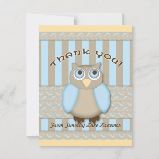 Remerciements Carte de note Petit Hibou (Devant)