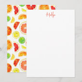 Remerciements Carte de note plat Citrus (Devant / Derrière)