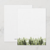 Remerciements Carte de note plat de la forêt de pins (Devant / Derrière)