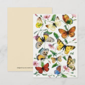 Remerciements Carte de note plat illustrée vintage Papillon (Devant / Derrière)