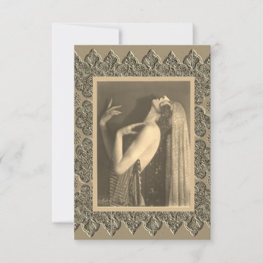 Remerciements Carte de note plate avec danseuse vintage (Devant)