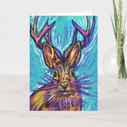 Remerciements Carte de note pliée en blanc Jackalope (Devant)