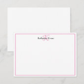 Remerciements Carte de note pour Monogramme noir rose moderne (Devant / Derrière)