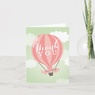Remerciements Carte de note Remerciement Chaud Air Rose Balloon 