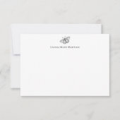 Remerciements Carte de note simple monogramme papillon noir (Devant)