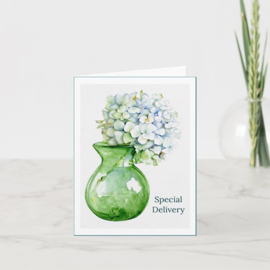 Remerciements Carte de note Vase Verte Hydrangea (Devant)