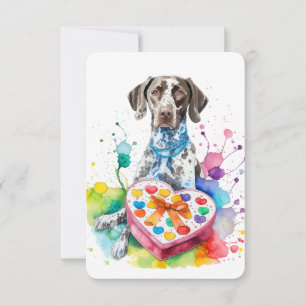 Remerciements Carte de note Watercolor German Shorthair Heart Bo