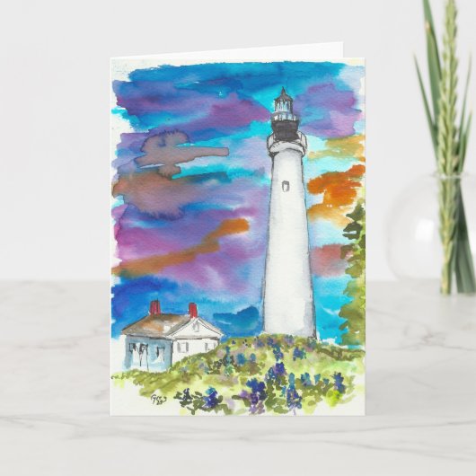Remerciements Carte de note Watercolor Texas Lighthouse (Devant)