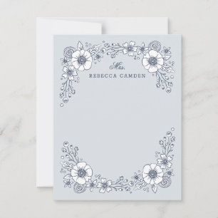 Remerciements Carte de papier à lettres florales en fleurs vinta