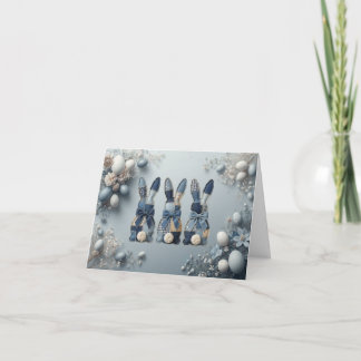 Remerciements Carte de Pâques lapins mignons en denim bleu