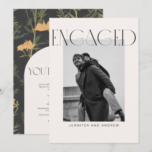 Remerciements Carte de partie Boho Engagement Moderne (Devant / Derrière)