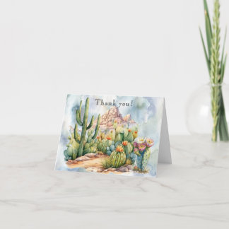 Remerciements Carte de paysage Boho Desert Cactus Watercolor