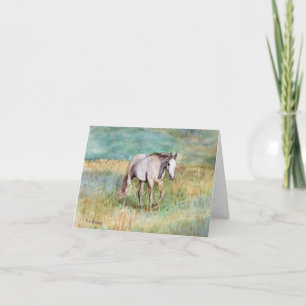 Remerciements Carte de peinture à l'aquarelle Cheval Blanc Art é
