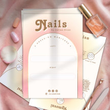 Carte de Présentation d'Ongles Pressées Ombre Rose
