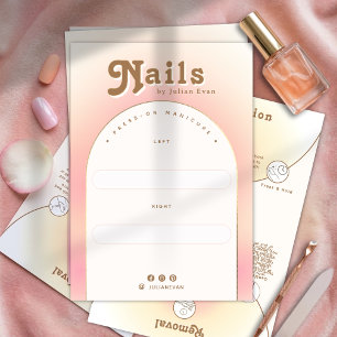 Remerciements Carte de Présentation d'Ongles Pressées Ombre Rose